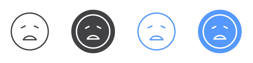 Exhausted face icon Flat set in black and white color