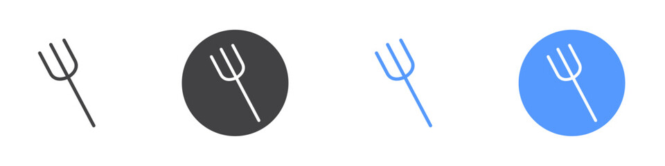 Fork icon Flat set in black and white color