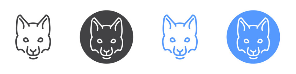 Fox icon Flat set in black and white color