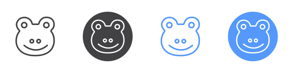 Frog icon Flat set in black and white color