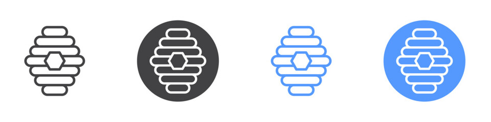 Hive icon Flat set in black and white color