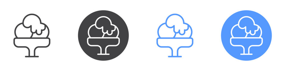 Ice cream icon Flat set in black and white color