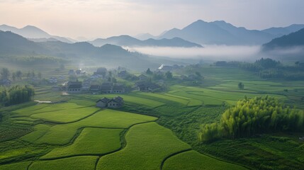 Obraz premium A beautiful aerial view capturing the vast fields of crops