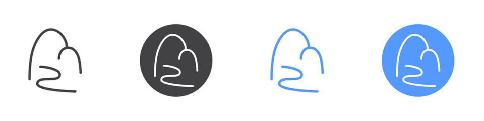 Landscape icon Flat set in black and white color