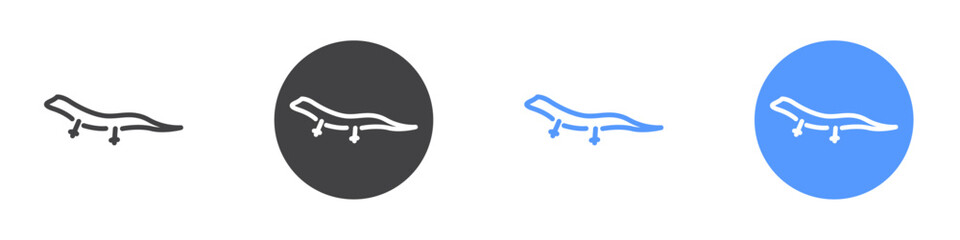 Lizard icon Flat set in black and white color