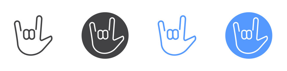 Love you gesture icon Flat set in black and white color