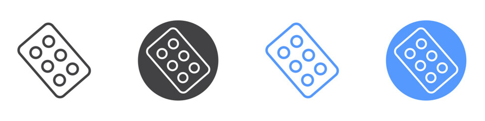 Medicine pills icon Flat set in black and white color
