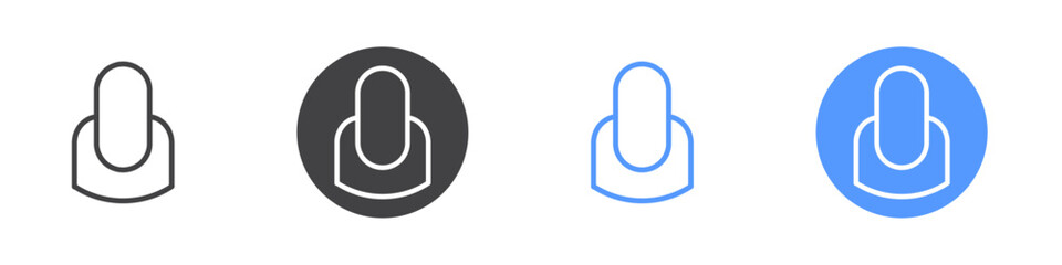 Nail icon Flat set in black and white color