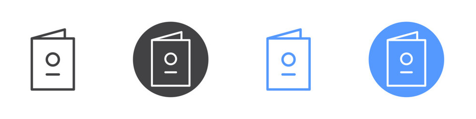 Passport icon Flat set in black and white color