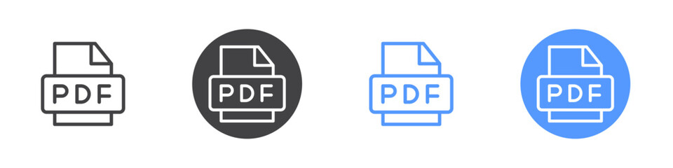 Pdf file icon Flat set in black and white color
