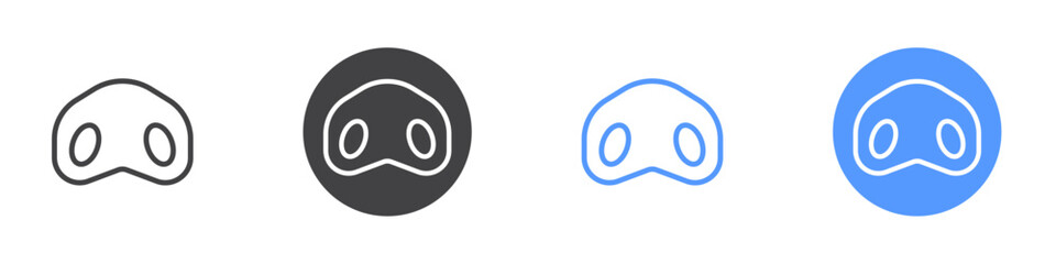 Pig nose icon Flat set in black and white color