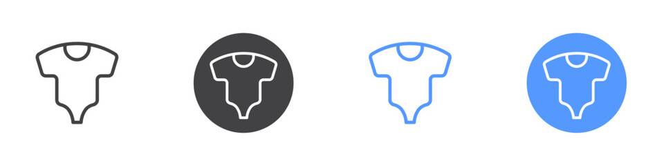 Romper icon Flat set in black and white color