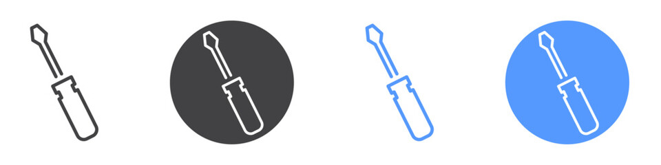 Screwdriver icon Flat set in black and white color
