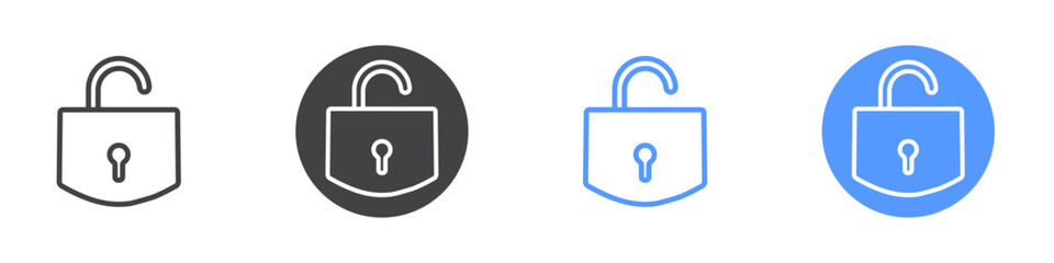 Security icon Flat set in black and white color