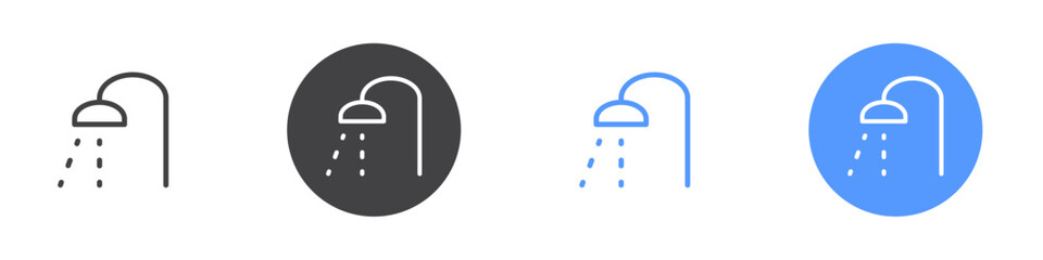 Shower icon Flat set in black and white color