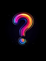 Question mark in neon sign on black background. 3d illustration