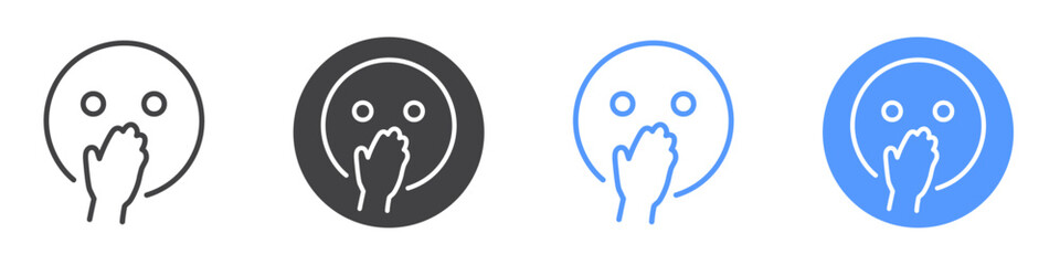 Shy icon Flat set in black and white color