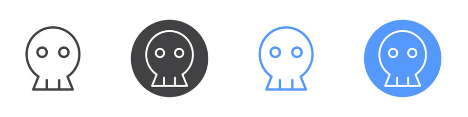 Skull icon Flat set in black and white color