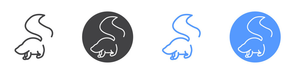 Skunk icon Flat set in black and white color