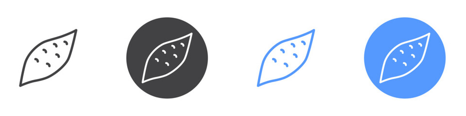 Sweet potato icon Flat set in black and white color