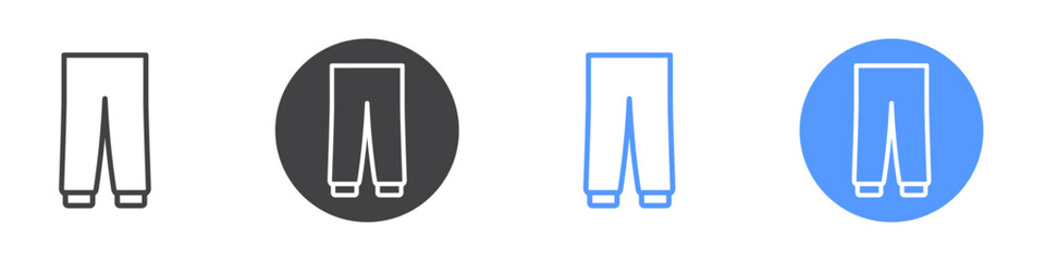 Sweatpants icon Flat set in black and white color