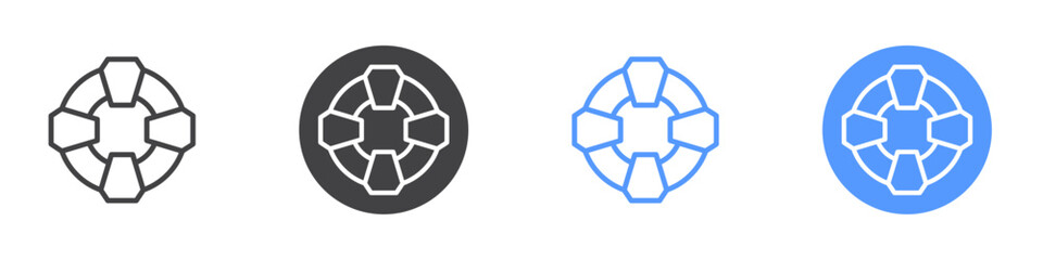 Swimming ring icon Flat set in black and white color