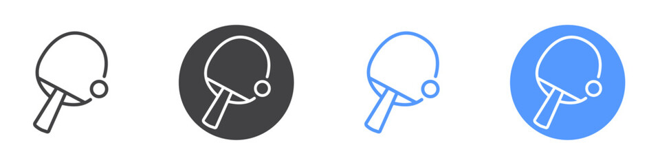 Table tennis icon Flat set in black and white color