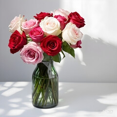 bouquet of roses against a white background