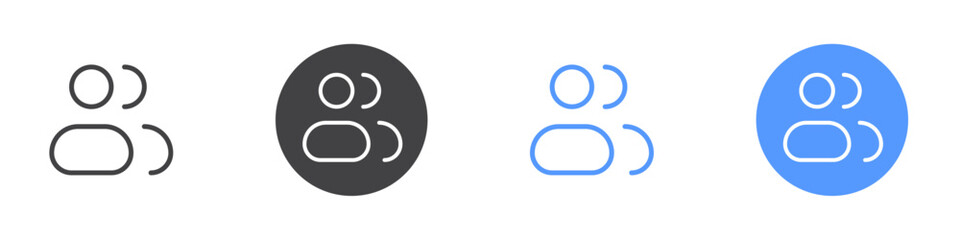 Users icon Flat set in black and white color