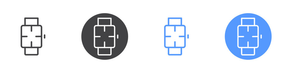 Watch icon Flat set in black and white color