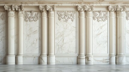 Fototapeta premium A marble wall is decorated on the sides 