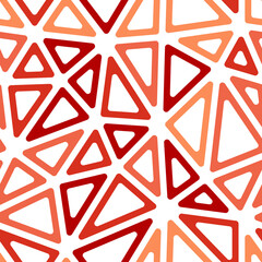 Obraz premium Triangles vector pattern. Large triangles size. Monotone style. Rounded triangular cells outlined. Repeatable pattern. Fiery contrast. Stylish vector tiles. Seamless vector illustration.