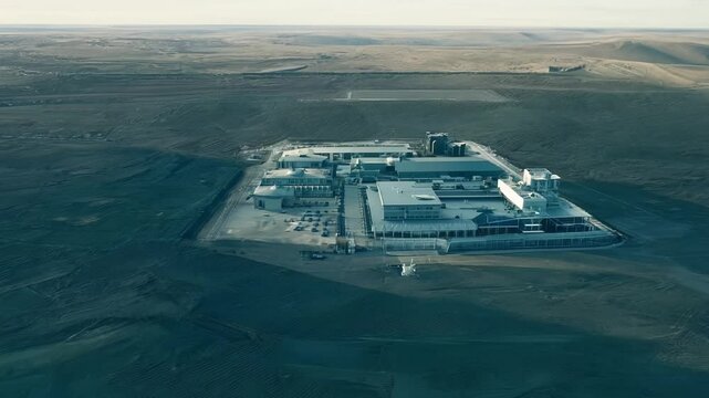Camera moving around Area 51 remote desert military base