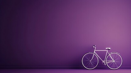 Fototapeta premium A purple wall with a white bicycle leaning against it and another purple wall with a white bicycle resting against it