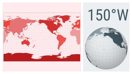 World Map Animation. Cylindrical stereographic projection. Colored continents style. Animated world map in Cylindrical Stereographic projection.