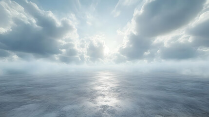 Cloudy Sky and Ocean Background Illustration