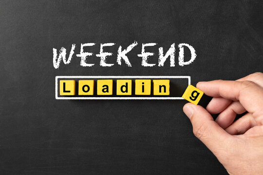 Chalkboard with a concept of weekend loading bar