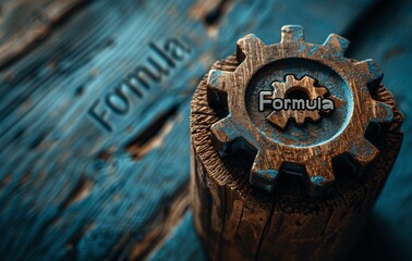 Hand Setting Progress Bar Loading Screen Wooden Block Cube Gear Icon Blue Background High Resolution Studio Photography Copy Space