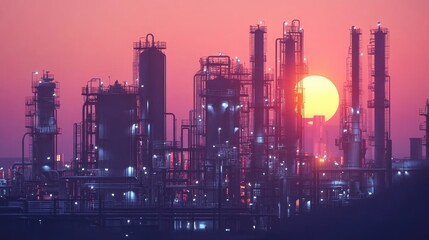 Chemical plant refinery industrial equipment background. Business Finance and Industry 