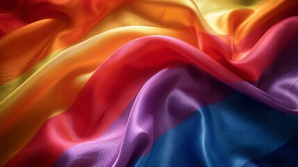 Pride Day LGBTQ Community Banner with Waving Rainbow Flag Texture