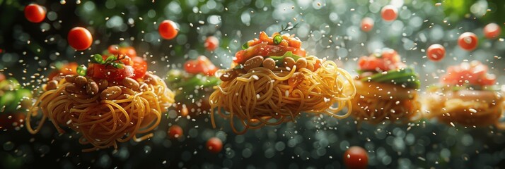 Genetic Impact of Fast Food: Aerial View of Floating Junk Food Elements