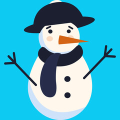 Cartoon Snowman Illustration, Cute Snowman Illustration