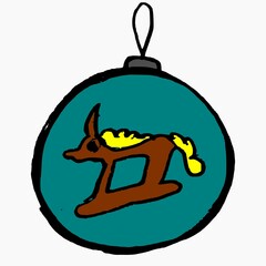 Christmas ball with a horse in it, on a white background, childrens vector drawing.JPEG