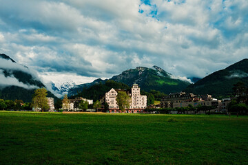 Interlaken city in  Switzerland on Swiss Alps