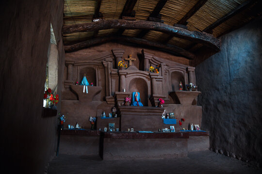 interior of adobe church in fiambala argentina catamarca