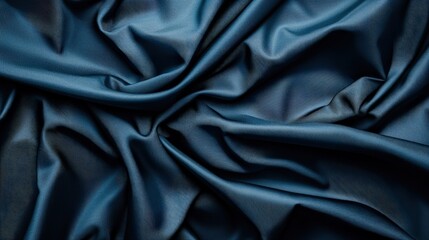 Fototapeta premium Abstract Dark Blue Fabric Texture Background Draped Silk Cloth for Design