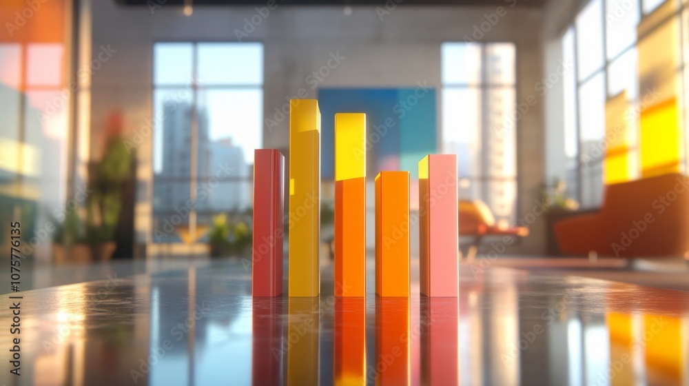 Fototapete colorful geometric shapes creating an abstract visual representation of growth and progress in a sty