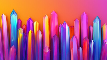 Abstract Colorful Crystal Spikes 3D Render   Modern Geometric Design