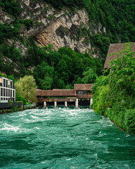 Interlaken city in  Switzerland on Swiss Alps