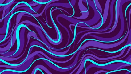 Purple and blue wavy lines create abstract pattern. 